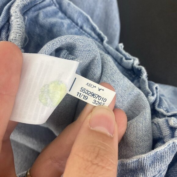 American Eagle Women's Denim Paperbag Pants Size XS Light Wash 100% Cotton - Picture 6 of 10